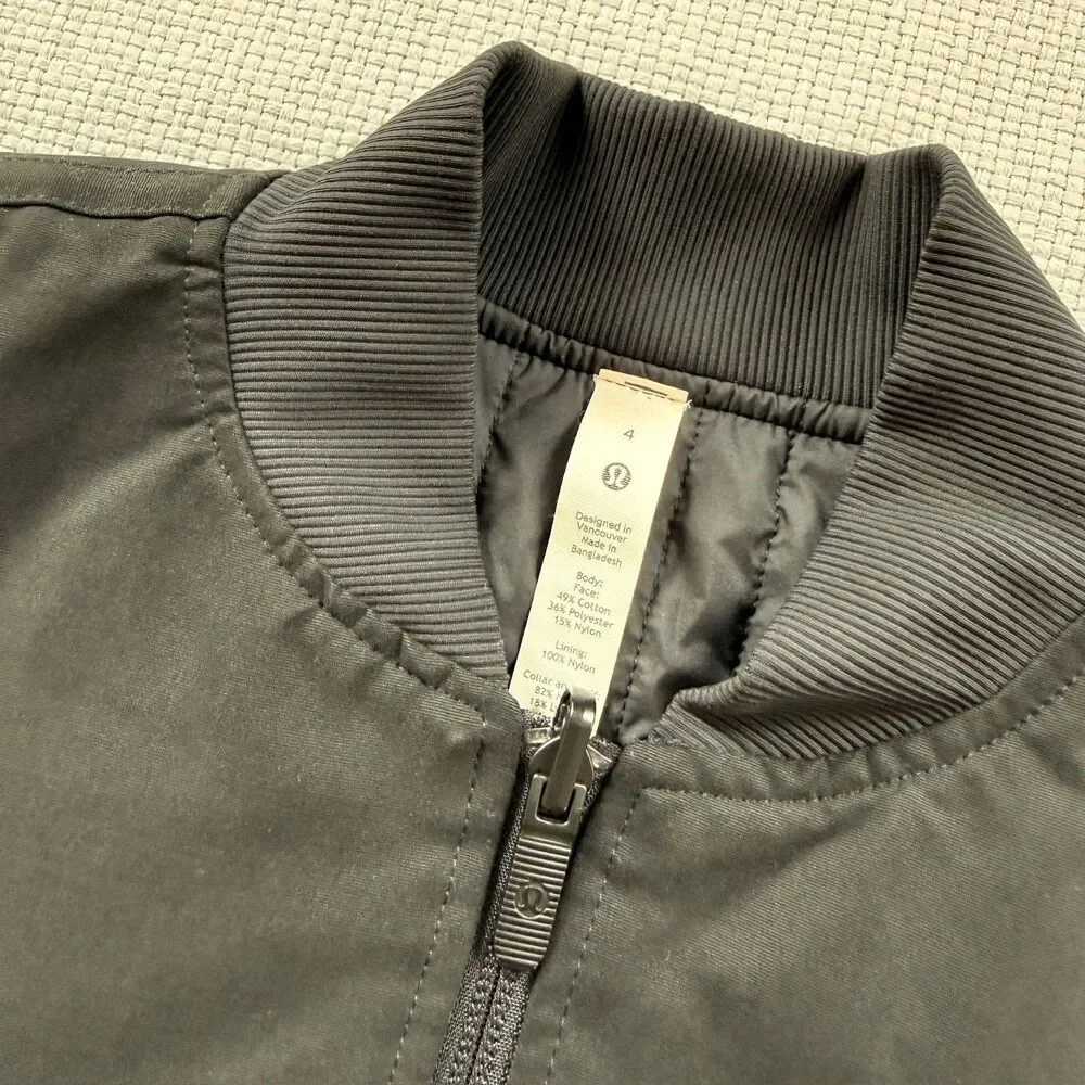 Lululemon Black Bomber Jacket 4 reversible warm fall